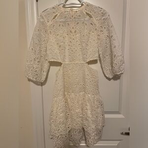 White Lace Dress with cut out waist